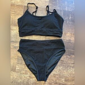 NWOT Size Medium Textured Black Women's Bikini Set